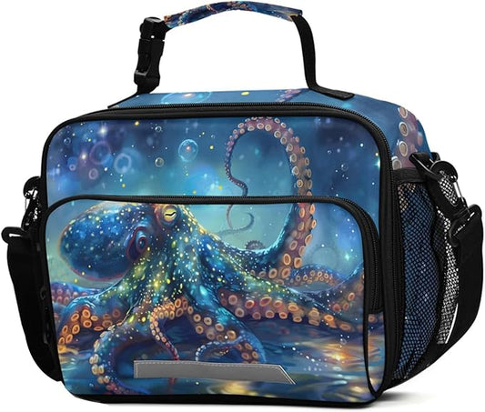 ALAZA Octopus Kids Lunch Box Boys Lunchbox Insulated Reusable Meal Container Lunchbag with Shoulder Strap
