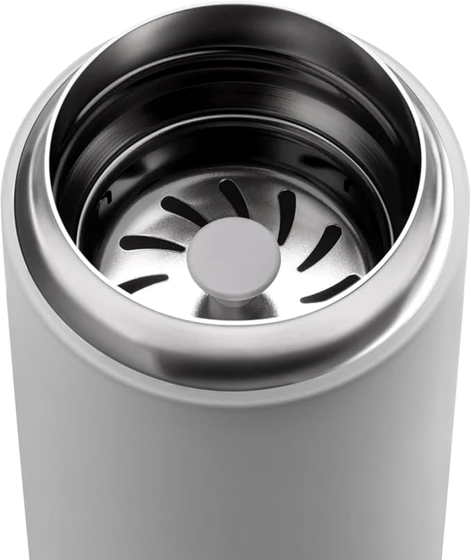 Fellow 12 oz Carter Move Travel Mug - Vacuum-Insulated Stainless Steel Travel Coffee Mug - Coffee Tumbler with Ceramic Interior and Splash Guard - Matte Grey