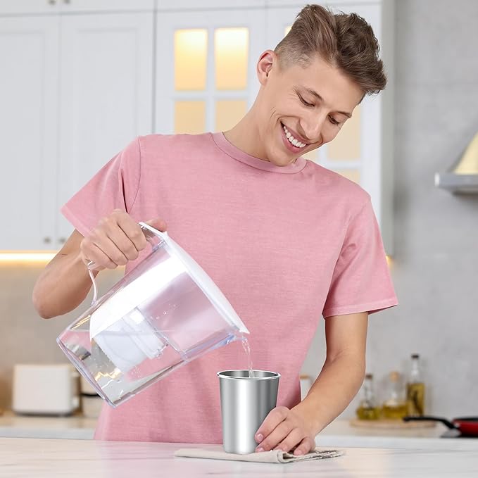 Resinta 10 Pieces 8 Ounce Stainless Steel Cups Metal Pint Cups Shatterproof Drinking Glasses for Kids or Adults (8 oz)