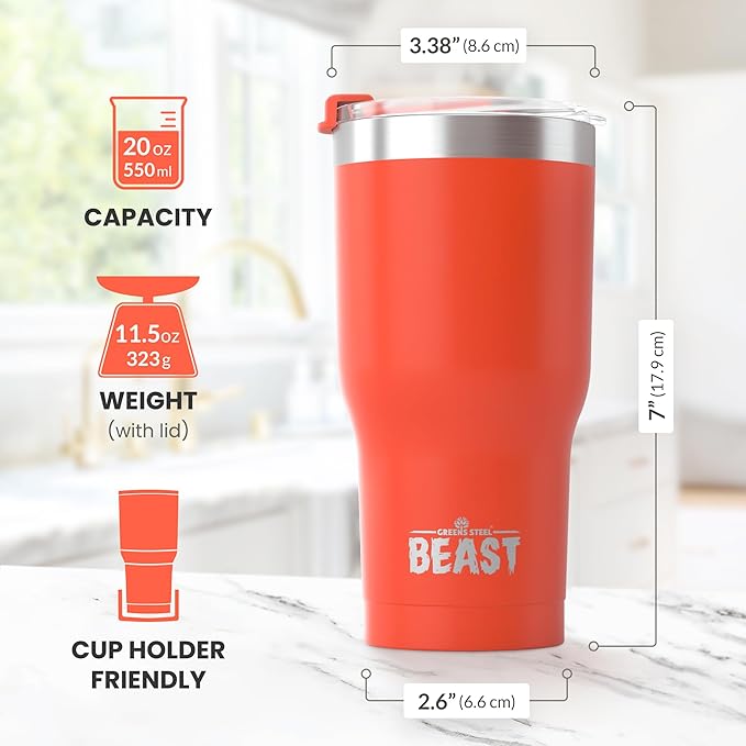 Beast 20 oz Tumbler Stainless Steel Vacuum Insulated Coffee Ice Cup Double Wall Travel Flask (Ladybug Red)