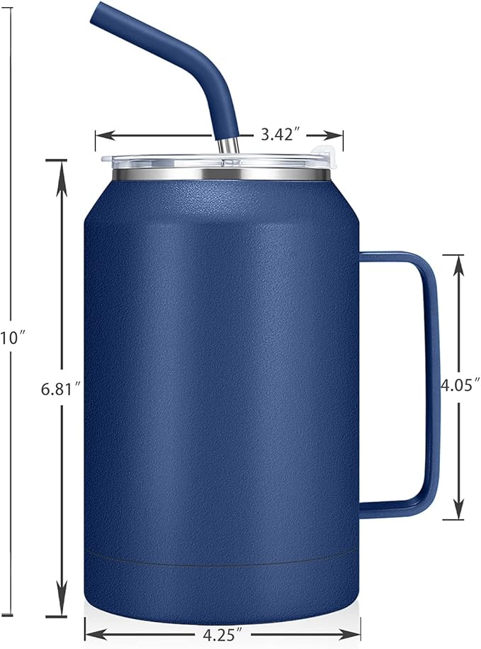 Zenbo 32 oz Mug Tumbler – Stainless Steel Vacuum Insulated Mug with Handle,Lid and Straw,Keeps Drinks Cold up to 36 Hours – Sweat-Proof Body, Dishwasher Safe