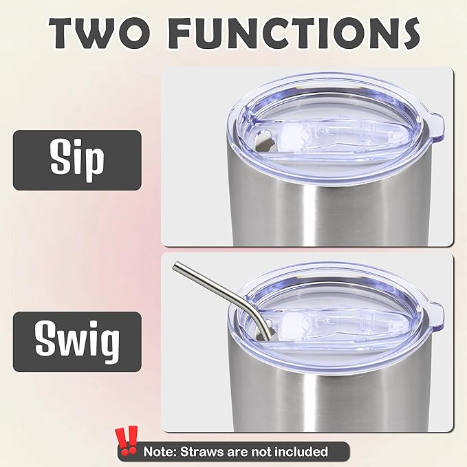 20oz Tumbler Stainless Steel Tumbler Cup with Lid Vacuum Insulated Double Wall Travel Mug, Durable Powder Coated Travel Coffee Tumbler Mug for Hot & Cold Drinks, Stainless Steel,1 Pack