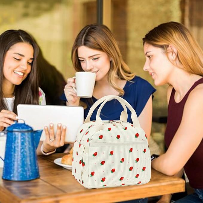 BTOOP Lunch Box for Women Men Cute Corduroy Lunch Bags Large Capacity Insulated Lunch Tote Bag For Work Travel Or Picnic