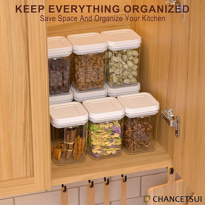 CHANCETSUI Airtight Kitchen Food Storage Containers: Clear Plastic Pantry Organizer with Lids for Baking Ingredients, 4-Piece Canister Set, 1.1 qt /1 L