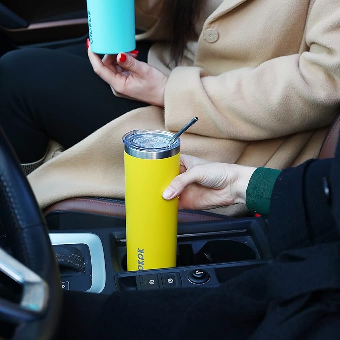 BJPKPK 20 oz Stainless Steel Skinny Tumbler, Iced Coffee Travel Sublimation Mug Insulated Metal Water Tumbler Thermal Cup With Lid,Purple