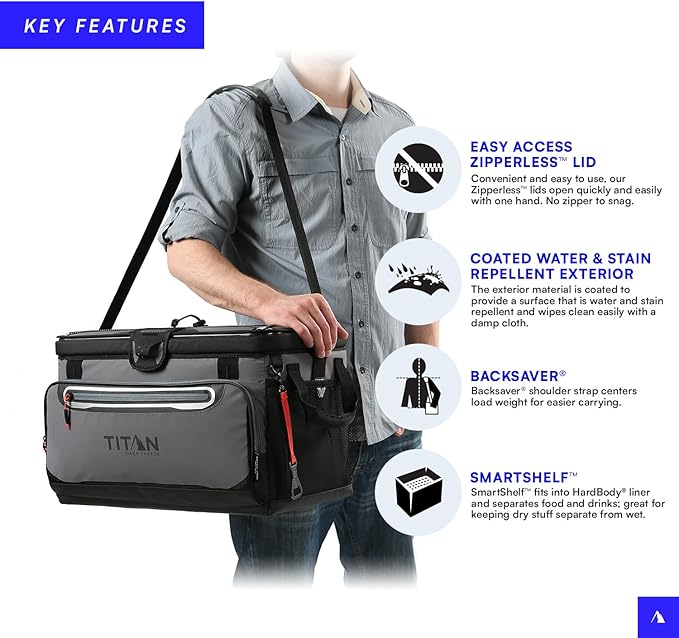 Titan by Arctic Zone Deep Freeze Cooler - Zipperless Hardbody Cooler - Deep Freeze Insulation, HardBody Liner, and SmartShelf