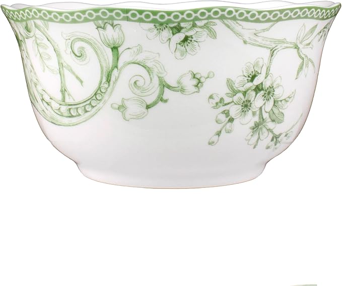 222 Fifth Adelaide Moss 16-Piece Porcelain Dinnerware Set – Service for 4, Plates, Bowls & Mugs, Hand-Applied Decal, Microwave & Dishwasher Safe, for Everyday Dining & Entertainment