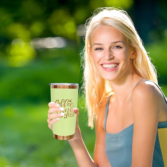 20 oz Tumbler Stainless Steel Tumbler with Lid and Straw, Double Wall Vacuum Insulated Travel Coffee Mug for Laser Engrave, Powder Coated Cup for Hot and Cold Drinks (Avocado Green,1 pack)