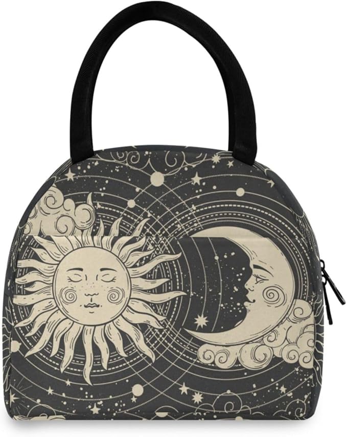 Tarot Boho Moon Lunch Bag for Women Men Reusable Insulated Lunch Tote Bag for Office Work School Picnic Hiking