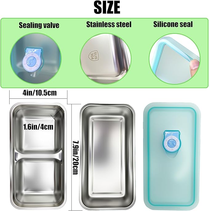 Stainless Steel Snack Containers with Lids - condiment containers with lids, reusable double compartment snack containers, Grab and Go Snack Containers Dishwasher Safe for School, Work, travel