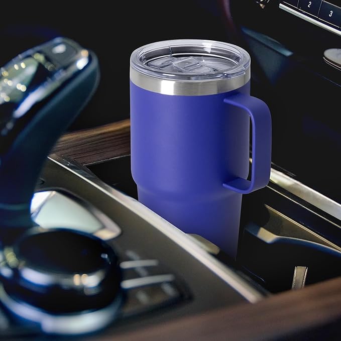 20oz Tumbler Bulk with Lid, Stainless Steel Tumbler Bulk with Handle, Metal Insulated Travel Coffee Mug Set with Handle, Double Wall Vacuum Leak Proof Tumbler Cup, Blue 6 Pack