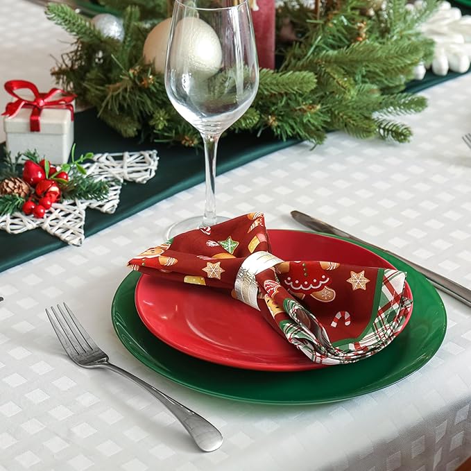 Christmas Gingerbread Napkins, 18×18 Inch Dinner Cloth Napkins Set of 4, Washable Cotton Soft Absorbent Square Table Top Decoration for Dining Kitchen Party Wedding