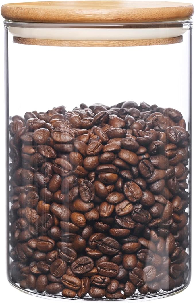 umieo Glass Food Storage Containers with Bamboo Lids Large Glass Food Storage Jars for Coffee Bar Tea Sugar (‎Clear Glass)