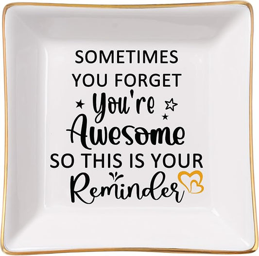 Birthday Gifts for Women Jewelry Dish - You are Awesome Gift for Best Friends Female Coworker Mom Mother's Day Christmas Retirement Valentines Gifts for Her