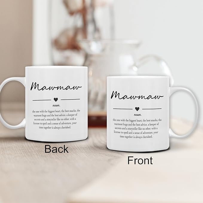 QASHWEY Mawmaw Gifts Coffee Mug, Gifts for Mawmaws Grandma from Grandkids Grandchildren, Grandma Coffee Mug, Mothers Day Mugs Tea Cup Gift for GrandmaMawmaw, Mawmaw Definition CoffeeCup Ceramic 11oz