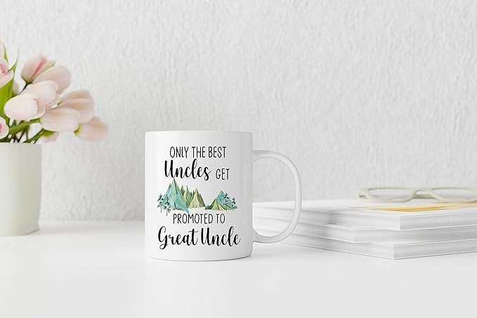 QASHWEY Uncle Mug, Uncle Gifts, Uncle Coffee Mugs, Great Uncle Mug, Great Uncle Mug Tea Cup Gifts for Uncle, Promoted to Great Uncles Coffee Cups Ceramic 11oz