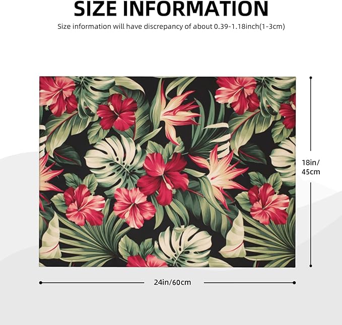 Red Flowers Dish Drying Mats for Kitchen Counter, Blossom Floral Large Mat Dishes Microfiber Diatom Mud Rack Drainer Pad Washable Absorbent Dry 18×24 Inch Coffee Bar Decor Coffee Station Accessories