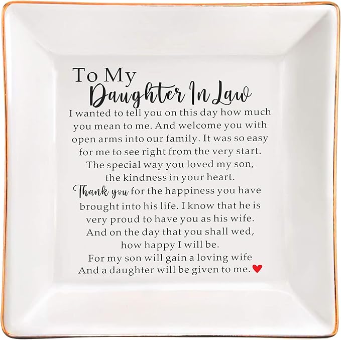 to My Daughter in Law Gift from Mother in Law Ceramic Jewelry Tray Dish, Wedding Gift for future Daughter-In-Law Gift