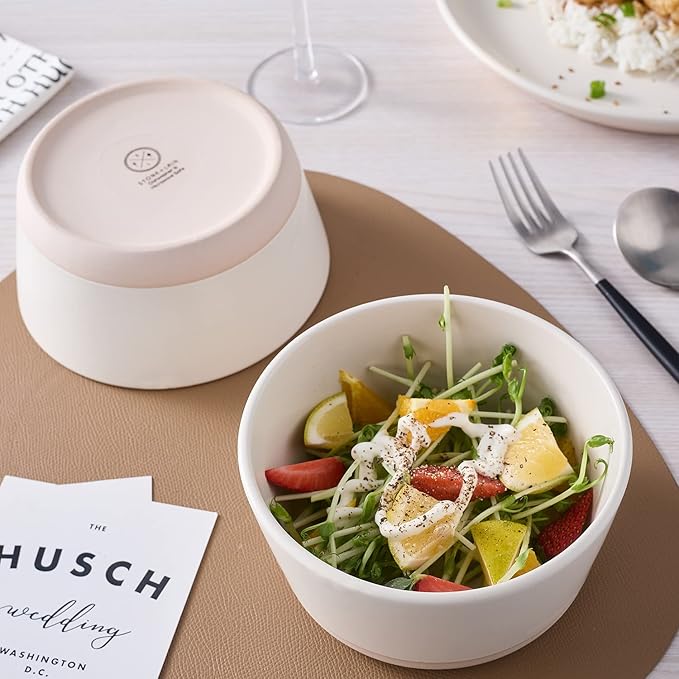 Stone Lain Jules Stoneware Dinnerware, Plates and Bowls, Dish Set for 4, Off White, Microwave & Dishwasher Safe, 16-Piece