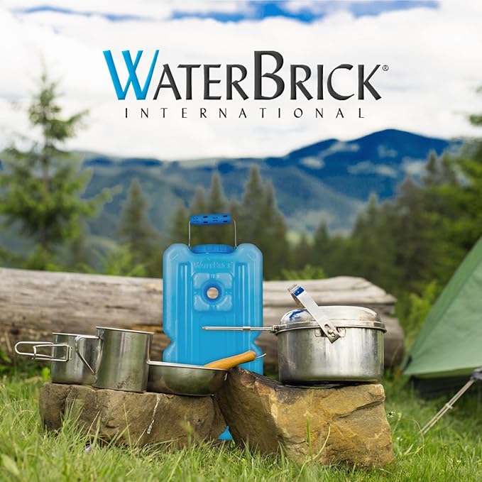 WaterBrick International Water Storage Containers for Emergency Water Storage | 6-Pack of Stackable 3.5 Gallon Water Container Bricks | Food-Grade HDPE Plastic | BPA-Free | STD Blue