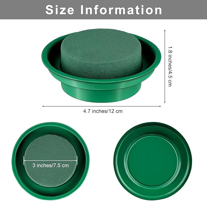 16 Packs Floral Foam Rounds in Bowls DIY Flower Arrangement Kit Green Round Wet Flower Foam Blocks for Fresh and Artificial Flower Arrangements, Birthday Wedding Party Decors