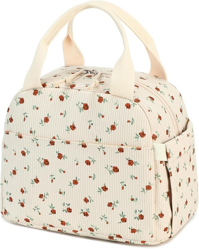 Bluboon Lunch Bag for Women Men Cute Corduroy Lunch Tote Bags Reusable Insulated Lunch Box Large Capacity Reusable Insulated Cooler for Work Picnic or Travel