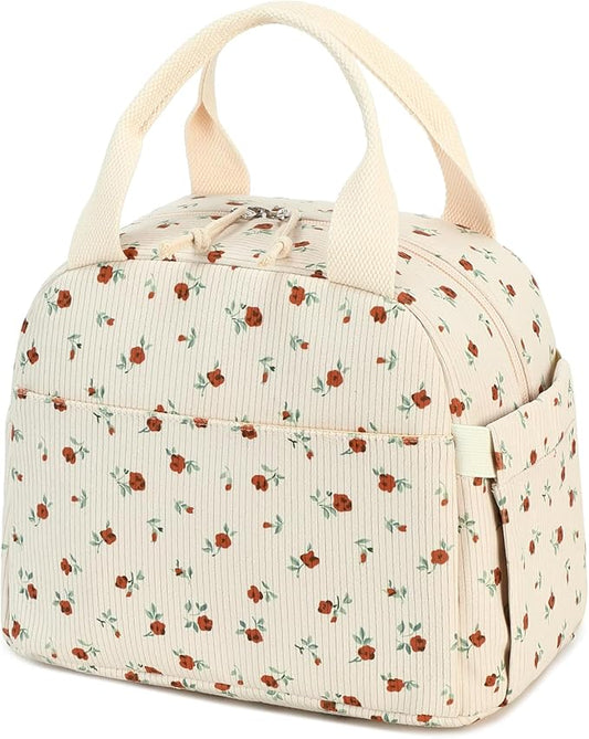 Bluboon Lunch Bag for Women Men Cute Corduroy Lunch Tote Bags Reusable Insulated Lunch Box Large Capacity Reusable Insulated Cooler for Work Picnic or Travel