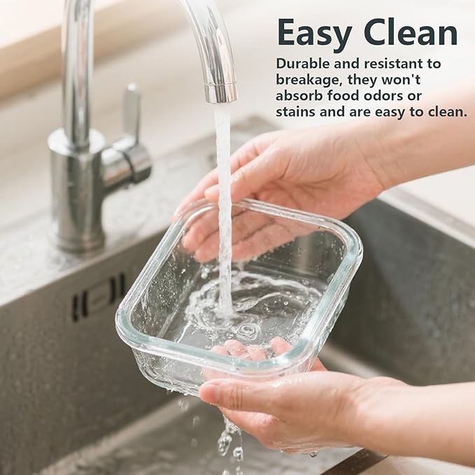 12 Pack Glass Food Storage Container Set with Lids Airtight Leakproof, Stackable Meal Prep & Leftover & Lunch Containers for Microwave, Oven, Freezer and Dishwasher (White)