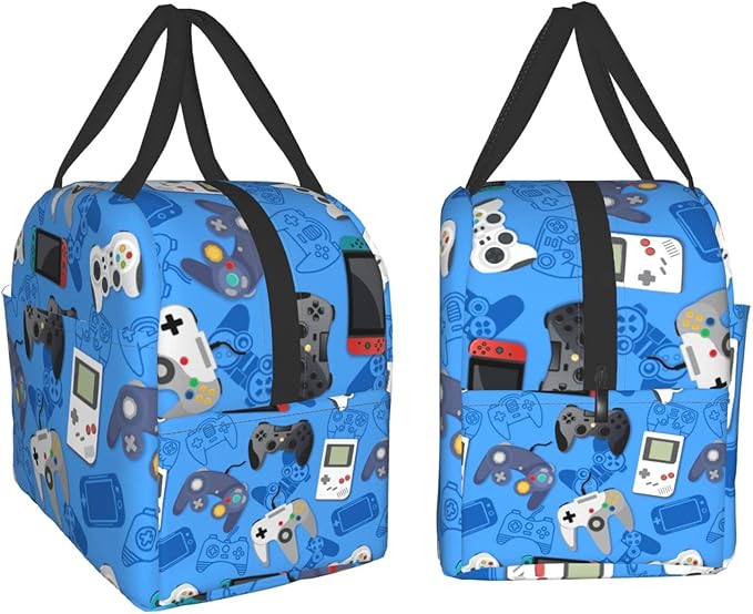 Video Game Portable Lunch Tote Bag Reusable Lunch Box for Men and Women Perfect for Camping/Hiking/Picnic/Beach/Travel