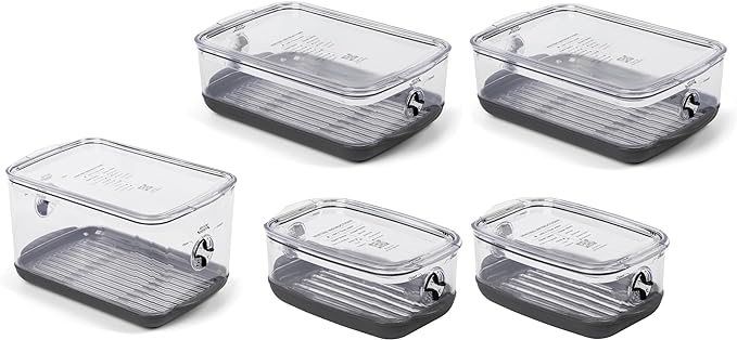 ProKeeper+ by Progressive Stackable Produce ProKeeper Storage Container with Stay-Fresh Vent System (PKS-5PC-Produce+)