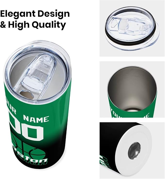 Custom Tumblers Stainless Steel Cup Personalized Basketball Insulation Travel Mug Add Your Name Number 20 oz Fans Gift for Men Women