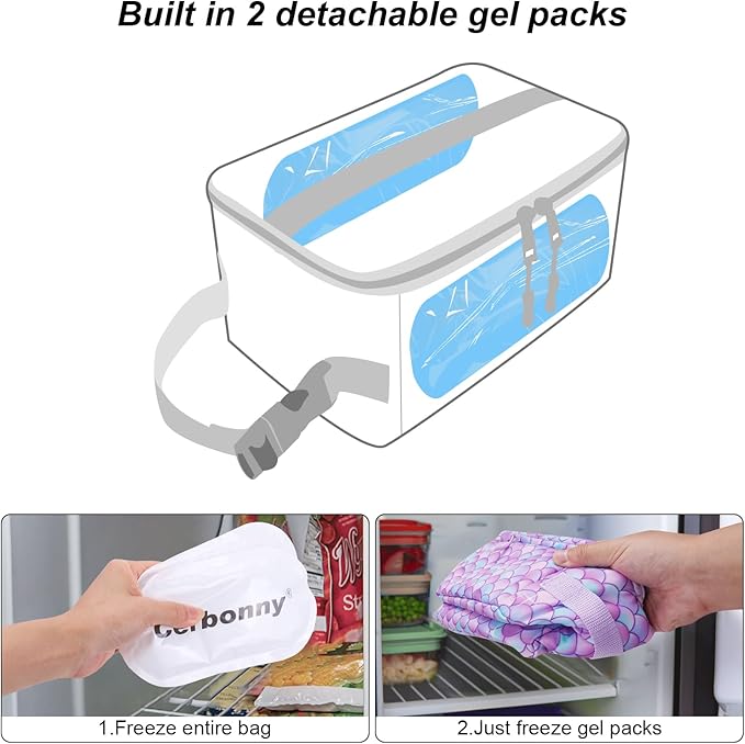 Cerbonny Small Lunch Cooler for Kids/Adults, Mini Insulated Cooler Bag with Buckle Handle for Work, School, Travel - Purple Scales