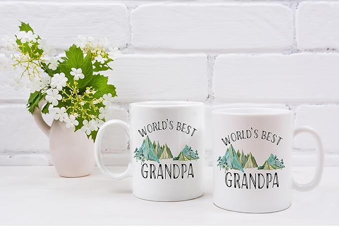 QASHWEY Grandpa Coffee Mug, Grandpa Gifts, BestGrandpa Mug, GrandpaCoffee Mugs Tea Cup Gifts for GrandpaPapa Dad Men, World’s Best GrandpaCoffee Cups Ceramic 11oz