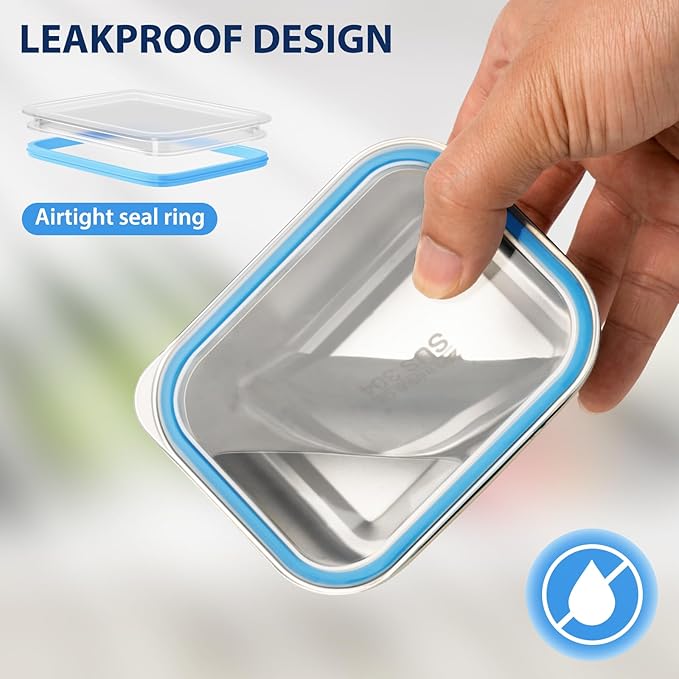 Stainless Steel Snack Containers - 2 Pack, BPA-Free Lunch Bento Box with 5 Compartment, Reusable Food Storage Snackle Box for School, Work, and Travel, Dishwasher Safe (Pink/Blue)