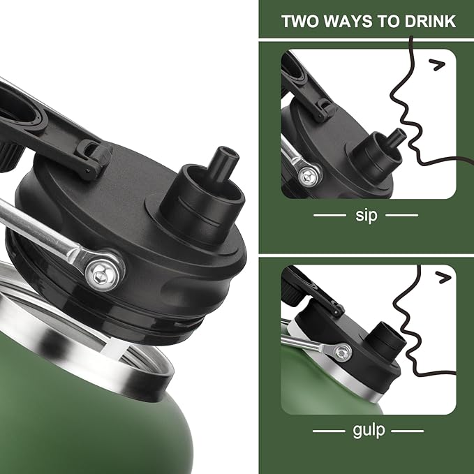 Zenbo One Gallon Jug with Straw, 128 oz Double Wall Vacuum Insulated Sports Water Bottle, Keeps Cold up to 48 Hours, Leak-Proof & Sweat-Proof Stainless Steel Water Jug for Gym, Outdoor & Camping