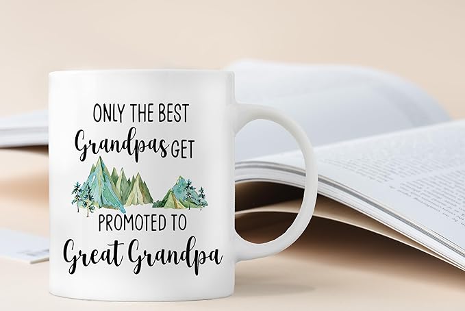 QASHWEY Great Grandpa Mug, GreatGrandpa Gifts Coffee Mug, Grandpas Baby Announcement Mug, Fathers Day Christmas Tea Mug Cup Gifts for GreatGrandpa, Promoted to Great Grandpa Coffee Cups Ceramic 11oz