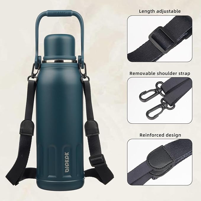 BJPKPK Insulated 50oz Thermal Water Bottle BPA Free With Lid and Carry Handle Stainless Steel Water Bottles for Outdoor Sports,Navy Blue