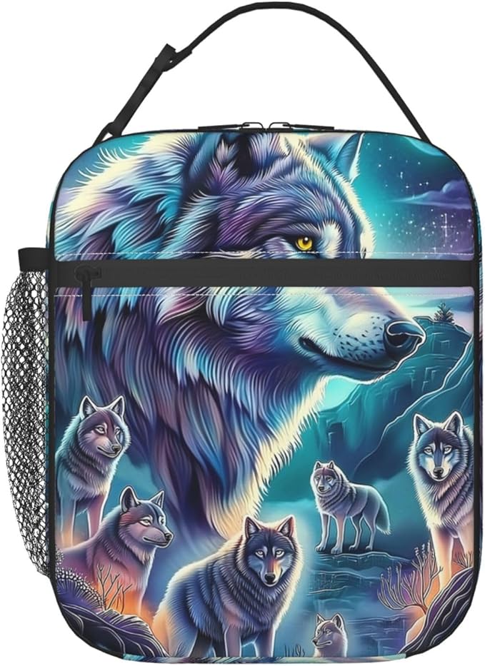 Wolf Lunch Box for Adults Women Girls Boys Kids Animal Lunch Box Insulated Cooler Reusable Lunch Bag Container Gifts for Work Office Picnic Travel School