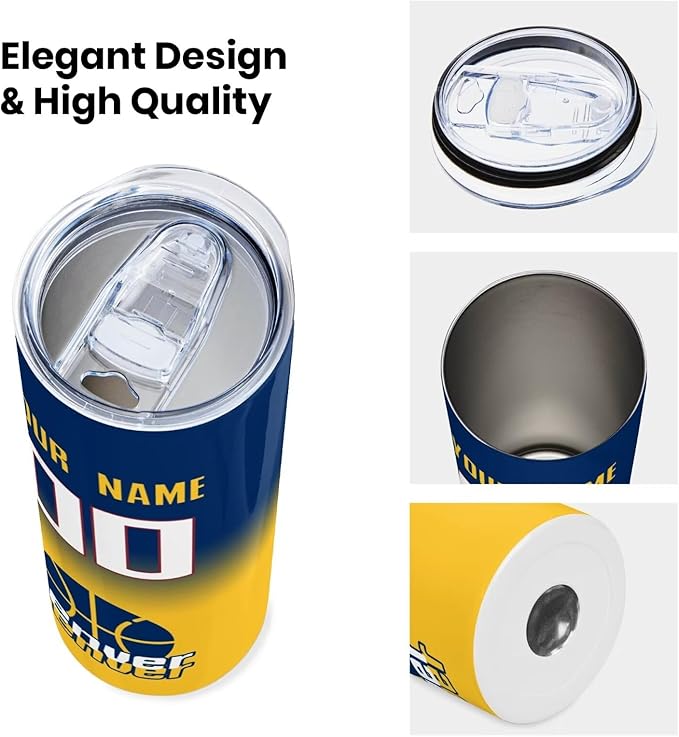 Custom Tumblers Stainless Steel Cup Personalized Basketball Insulation Travel Mug Add Your Name Number 20 oz Fans Gift for Men Women