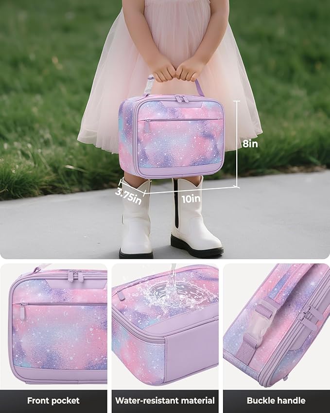 Tuwubi Kids Lunch Bag Insulated Lunch Box for Kids Small Lunch Bag for Boys/Girls Durable Lunchbox for School,Colorful Starry Sky 10-Can(5L)