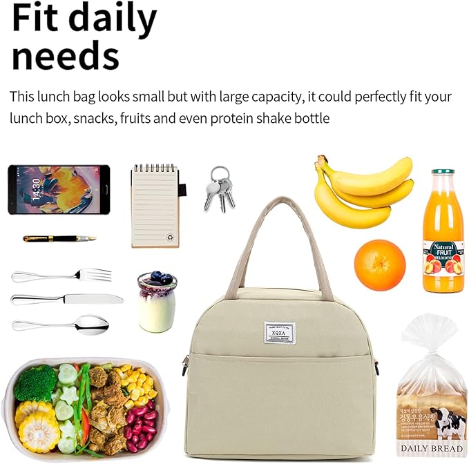 XQXA Lunch Bag Reusable Insulated Cooler Water Resistant Lunch Box Adult Tote Lunch Bag for Women/Men Work Picnic Beach or Travel
