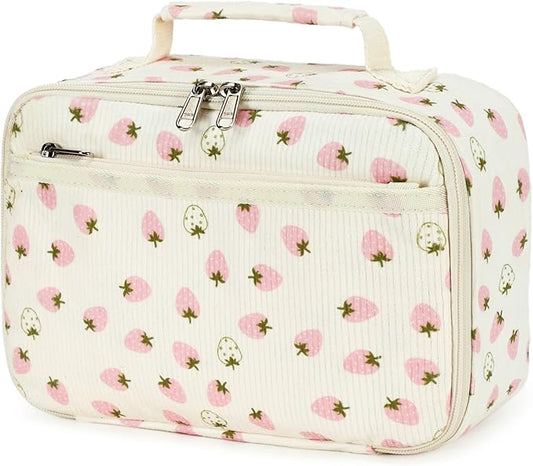 Bluboon Kids Girls Lunch Bag Insulated Lunch Box for school Corduroy Lunch Cooler Organizer School Kids Lunch Tote