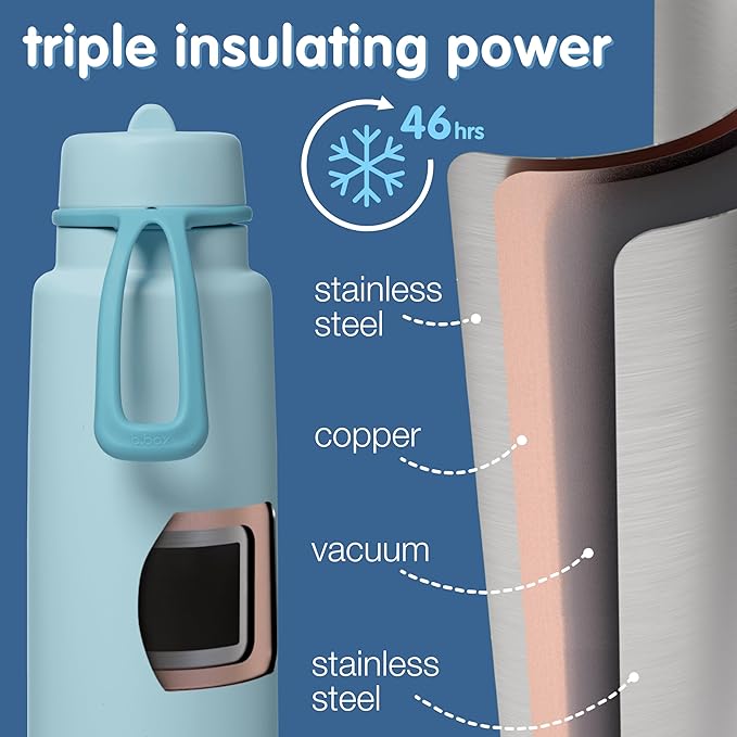 b.box Triple Insulated 34oz Water Bottle w/Stainless Steel Straw. 46 Hours Cold. Leak Proof Tumbler with Lid and Straw for Travel, Gym & School. BPA Free Sports Water Bottles.