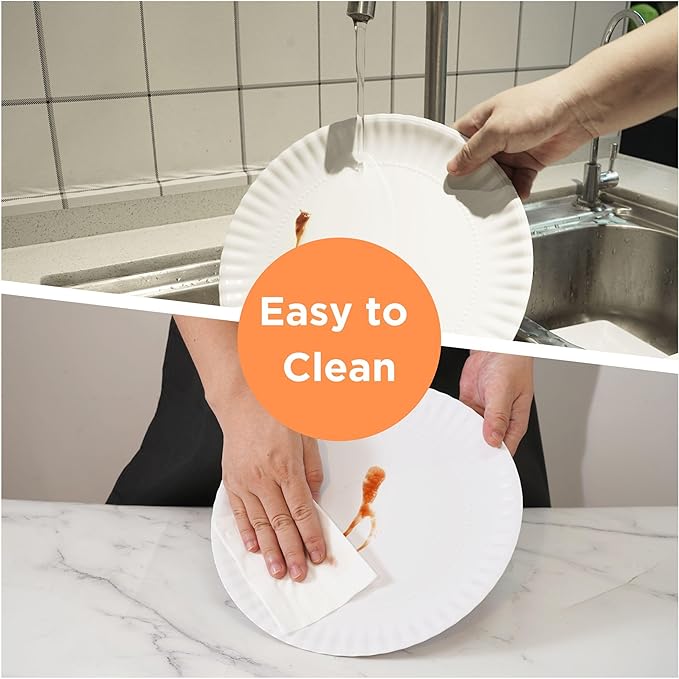 TP Melamine Plates Set of 8, 8-Inch Lightweight Reusable Plates for Picnic, Party, BBQ & Camping, Dishwasher Safe Tableware for Salads, Appetizers & Desserts, White