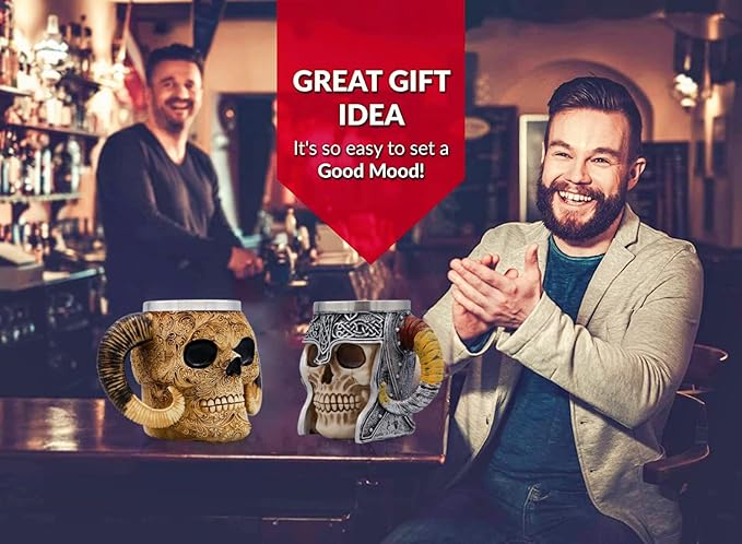 18oz Gift Horn Skull Beer Mug Stainless Steel Large Coffee Cup Norse Gothic Decor Viking Festival Gift GOT Pirate Decor