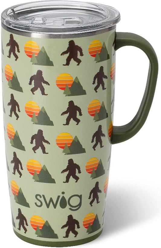 Swig Life 22oz Travel Mug, Insulated Tumbler with Handle and Lid, Cup Holder Friendly, Dishwasher Safe, Stainless Steel, Travel Coffee Cup, Insulated Mug with Lid (Wild Thing)