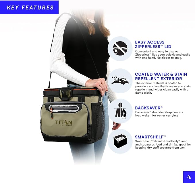 Titan by Arctic Zone Deep Freeze Cooler - Zipperless Hardbody Cooler - Deep Freeze Insulation, HardBody Liner, and SmartShelf