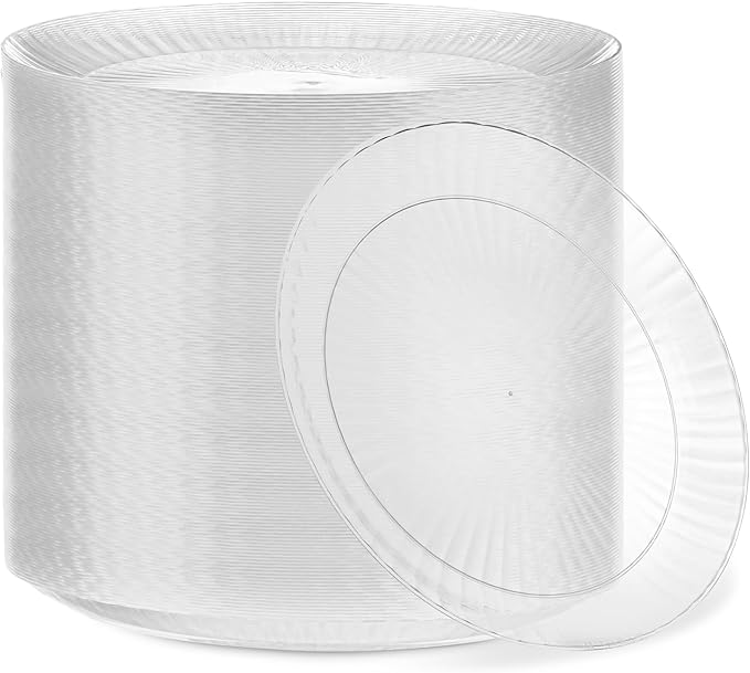 PLASTICPRO 240 Pack Crystal Like Clear Disposable 9 inch Plastic Plates Dinner Dishes Plates for Special Occasions Parties