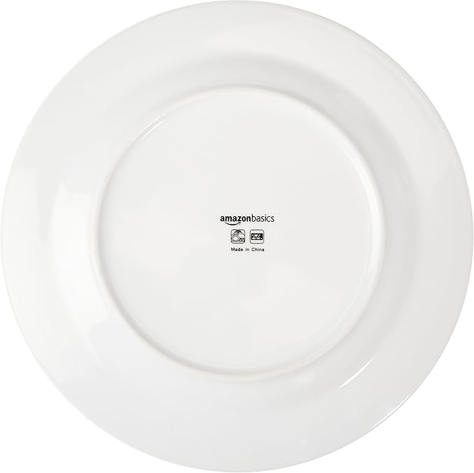 Amazon Basics 16-Piece Cafe Stripe Kitchen Dinnerware Set, Plates, Bowls, Mugs, Service for 4, Black