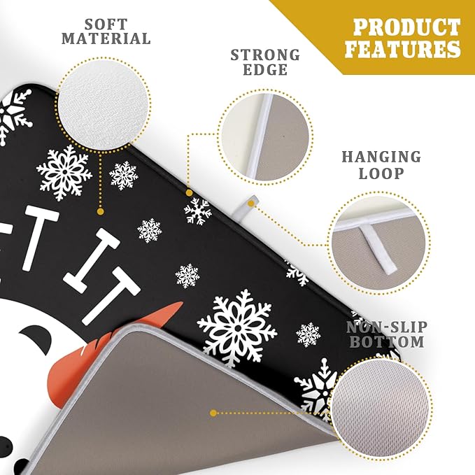 Winter Snowman Dish Drying Mats for Kitchen Counter 18×24 Inch Christmas Snowflake Let It Snow Large Microfiber Drying Mat Kitchen Accessories Dish Rack Mat Drainer Pad Washable Absorbent